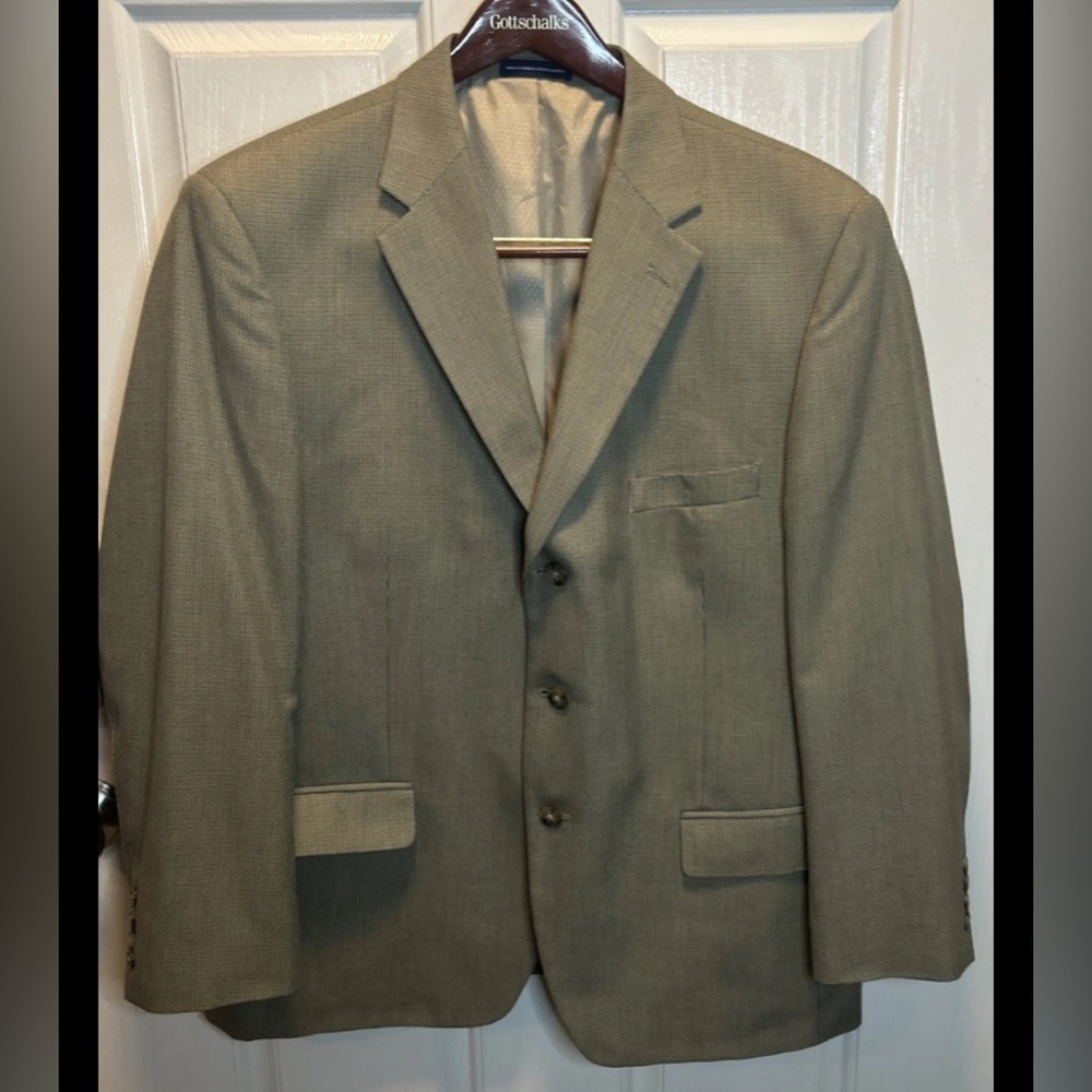Stafford Essentials Men's Blazer Jacket 44 Short 44S Tan Classic Fit 3-Button